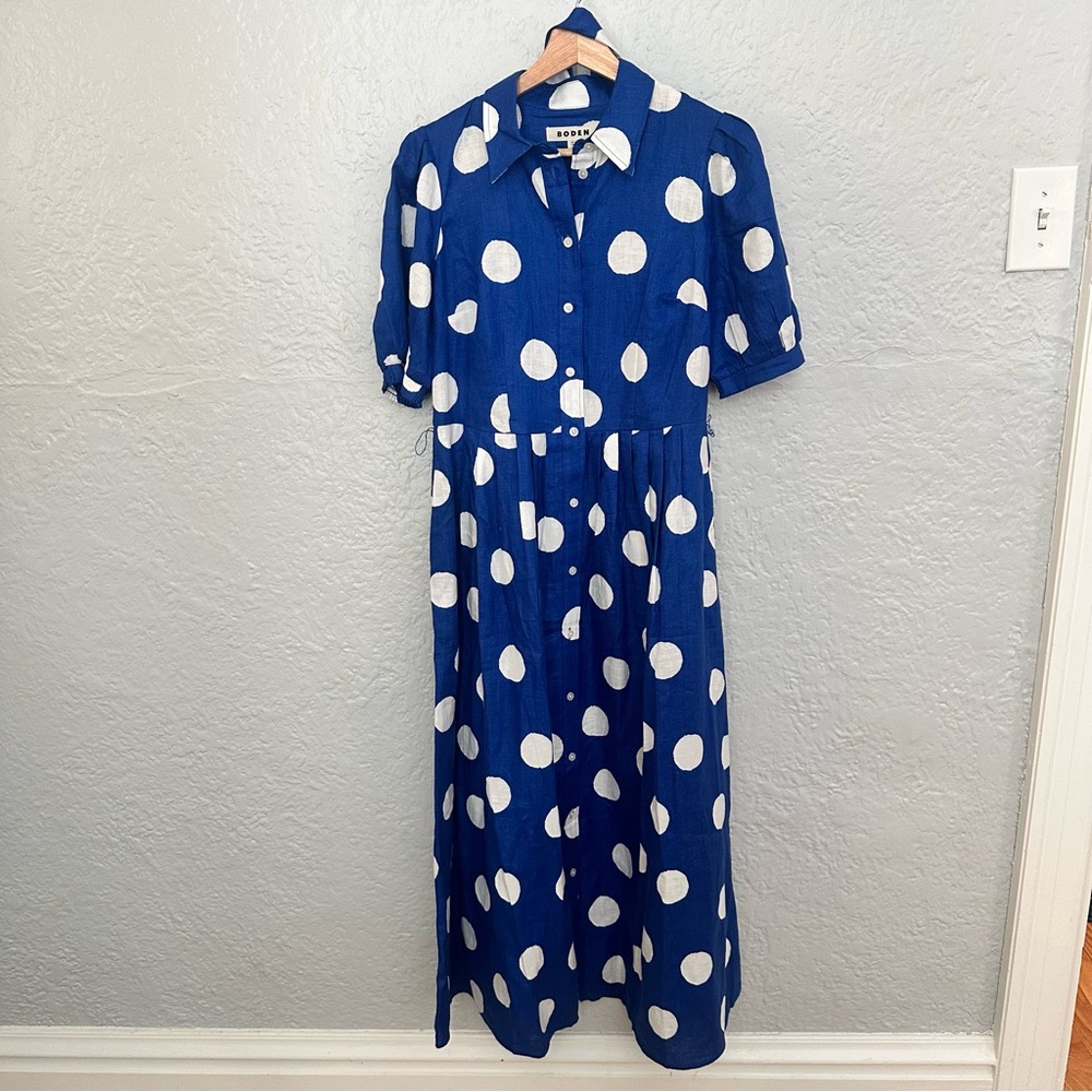 Boden Blue Alexa Linen Maxi Shirt Dress - Picture 8 of 13